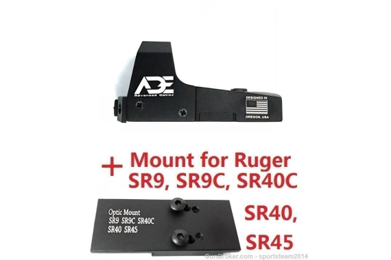 ADE RD3-006B GREEN Dot Sight + RUGER SR9,SR9C,SR40C,SR40 mounting plate