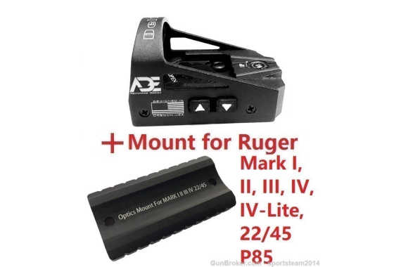 ADE RD3-012 RED Dot Sight + Mount Plate for Ruger Mark I,II,III,IV,1,2,3,4
