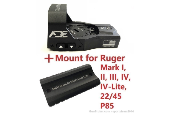 ADE RD3-015 RED Dot Sight + Mount Plate for Ruger Mark I,II,III,IV,1,2,3,4