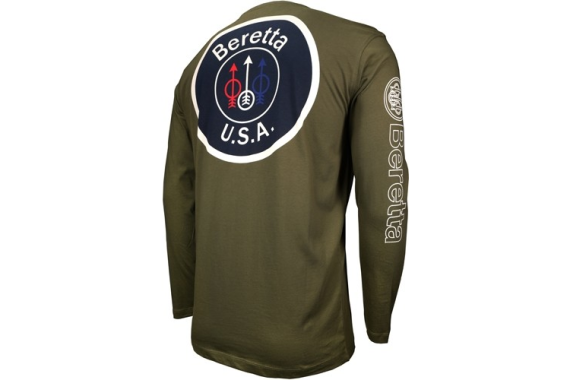 Beretta T-shirt Long Sleeve - Usa Logo Medium Od Green