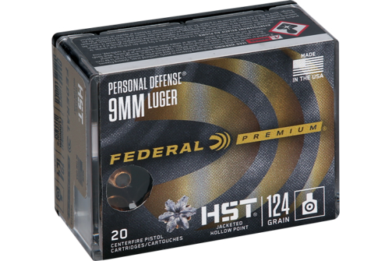 Federal Premium 9mm Luger - 20rd 10bx-cs 124gr Hst Jhp