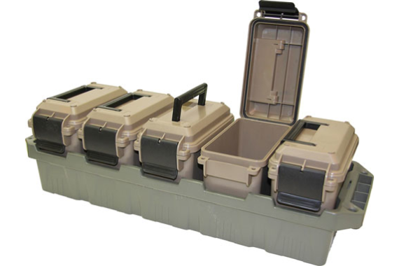 Mtm 5-can Ammo Crate Mini W-5 - Ac15 Mini Ammo Cans Grn-dk Ert