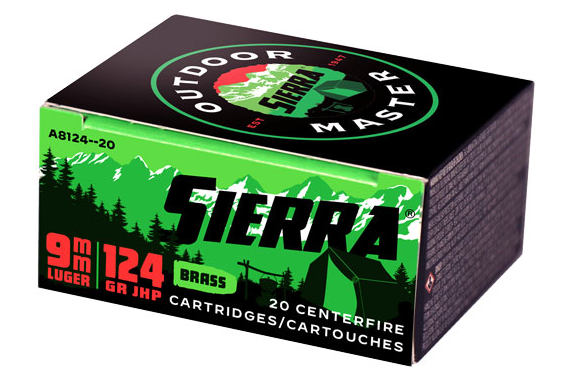 Sierra  Outdoor Master 9mm - 20rd 10bx-cs 124gr Jhp