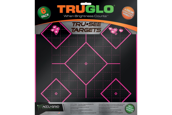 Truglo Tru-see Reactive Target - 5 Daimond 6-pack Pink