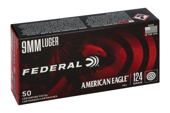 Federal Ae 9mm Luger 124gr Fmj - 50rd 20bx-cs
