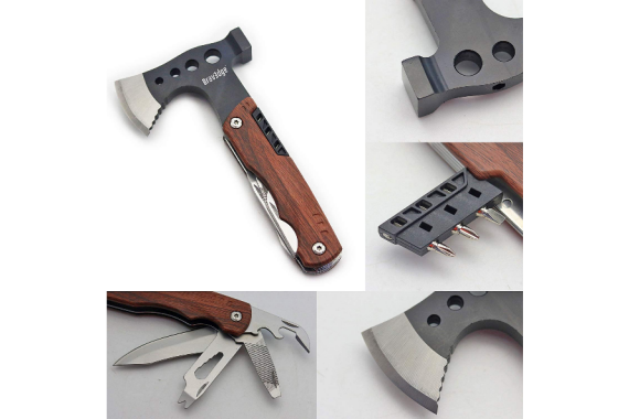 Bravedge BRD-001 Multitool Axe Hatchet Tool, A Go-Bag MUST, Knife, Opener, Screwdriver Kit, Cool Gadgets Unique Multi-Tool