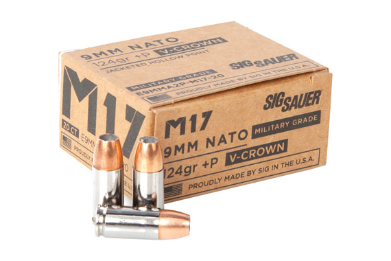 Sig Ammo M17 9mm+p Luger 124gr - 20rd 10bx-cs Elte V-crown Jhp!