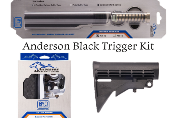 Anderson Mil-Spec Ar15 Lower Build Kit, Black LPK - Buffer Kit - Stock