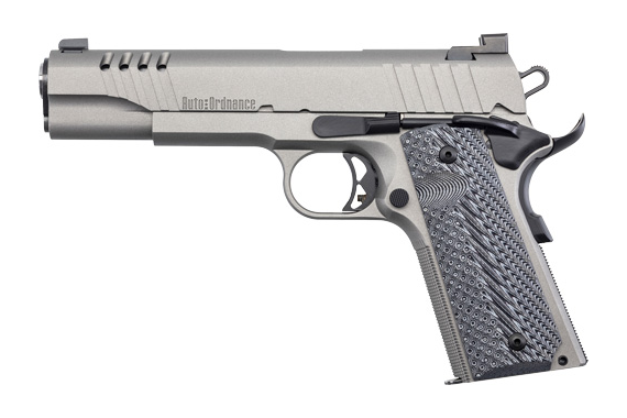 Auto-ordnance 1911a1 .45acp - Stainless Ngt Sgt Rubber Grips