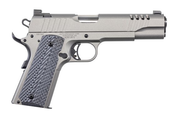 Auto-ordnance 1911a1 .45acp - Stainless Ngt Sgt Rubber Grips