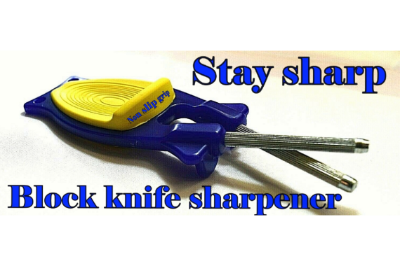 Block knife sharpener, Limited edition Purple with Yellow non-slip grip