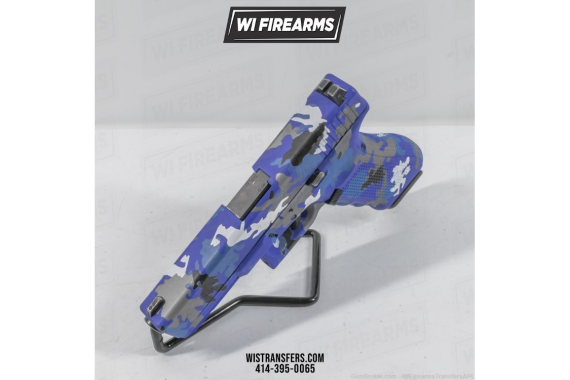 Used Glock G22 Gen 4 Custom Cerakote Blue Camo Pattern