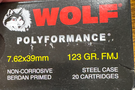 Wolf Polyformance 7.62x39 123 Gr. FMJ 4 boxes of 20