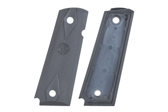 Hogue Colt Government Grips .45 1911 Rubber Panels Checkered - Pewter