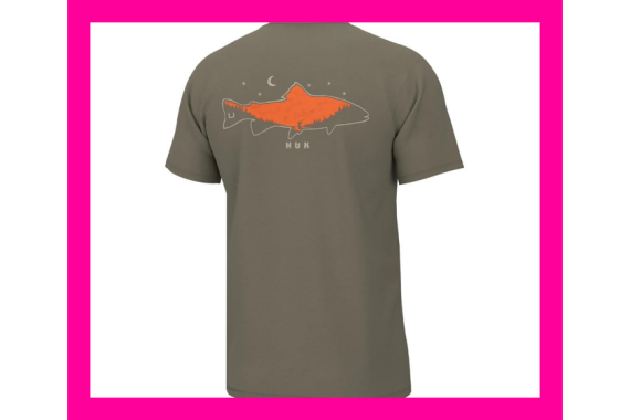 Huk Moon Trout Short Sleeve Shirt Overland Trek M