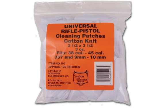 Cotton Knit Cleaning Patches - 2.5x2.5, .30-.45 Caliber Universal, (130 ...