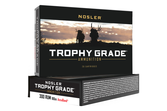 Nosler Trophy Grade Rifle Ammunition 300 Rum 180 Gr. Ab Sp 20 Rd.