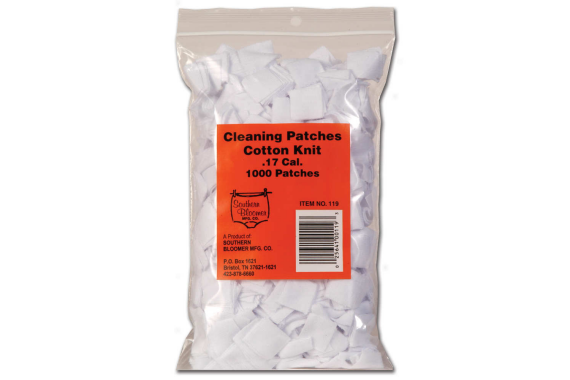 Cotton Knit Cleaning Patches - .17 Caliber Rifle, 1000 Bulk Bag