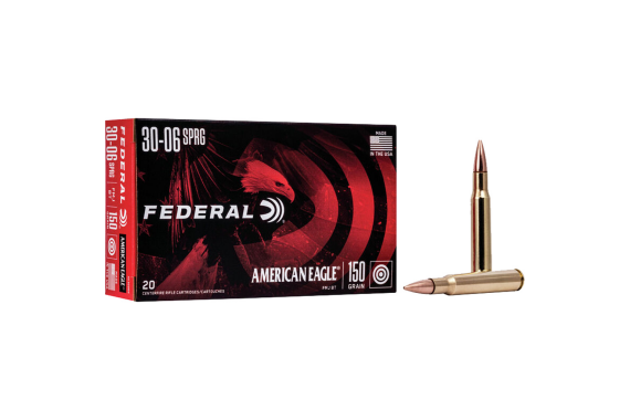 Federal American Eagle Rifle Ammo 30-06 Sprg. 150 Gr. Fmj Boat-tail 20 Rd.