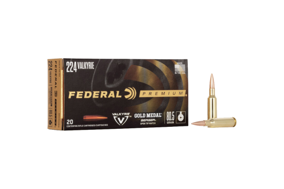 Federal Gold Medal Rifle Ammo 224 Valkyrie 80.5 Gr. Berger 20 Rd.