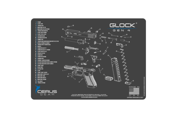 Glock Gen4 Schematic Handgun Promat - Charcoal Gray-cerus Blue
