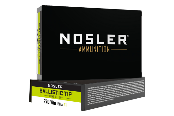 Nosler Ballistic Tip Rifle Ammunition 270 Win. 130 Gr. Bt Sp 20 Rd.