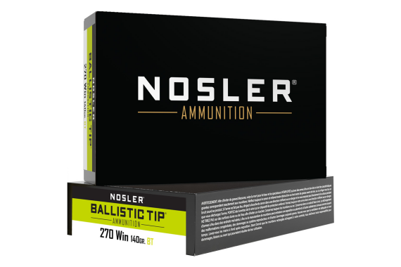 Nosler Ballistic Tip Rifle Ammunition 270 Win. 140 Gr. Bt Sp 20 Rd.