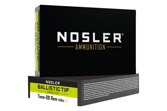 Nosler Ballistic Tip Rifle Ammunition 7mm-08 Rem. 140 Gr. Bt Sp 20 Rd.