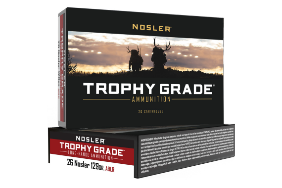 Nosler Trophy Grade Long Range Rifle Ammunition 26 129 Gr. Ablr Sp 20 Rd.