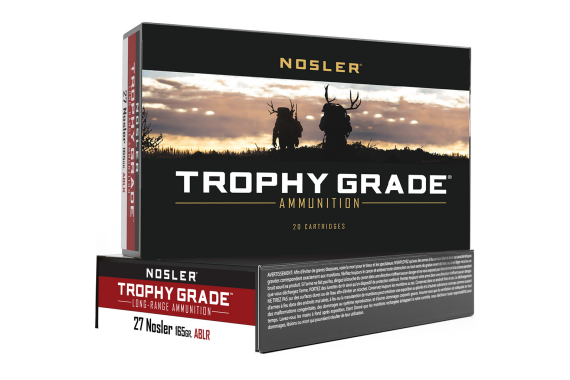 Nosler Trophy Grade Long Range Rifle Ammunition 27 165 Gr. Ablr 20 Rd.