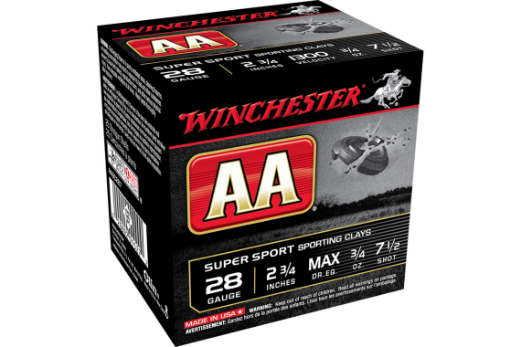 Winchester Aa Sporting Clays Load 28 Ga. 2.75 In. 3-4 Oz. 7.5 Shot 25 Rd.