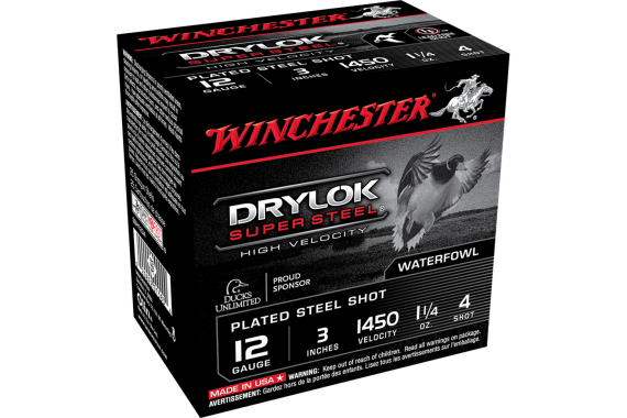 Winchester Drylok High Velocity Plated Load 12 Ga. 3 In. 1 1-4 Oz. 4 Sho...