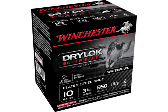 Winchester Drylok Magnum Plated Load 10 Ga. 3.5 In. 1 5-8 Oz. 2 Shot 25 Rd.