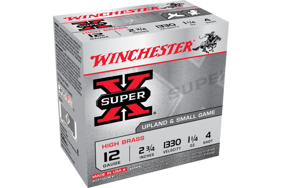 Winchester Super-x High Brass Load 12 Ga. 2.75 In. 1 1-4 Oz. 4 Shot 25 Rd.