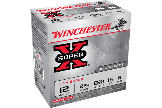 Winchester Super-x High Brass Load 12 Ga. 2.75 In. 1 1-4 Oz. 8 Shot 25 Rd.